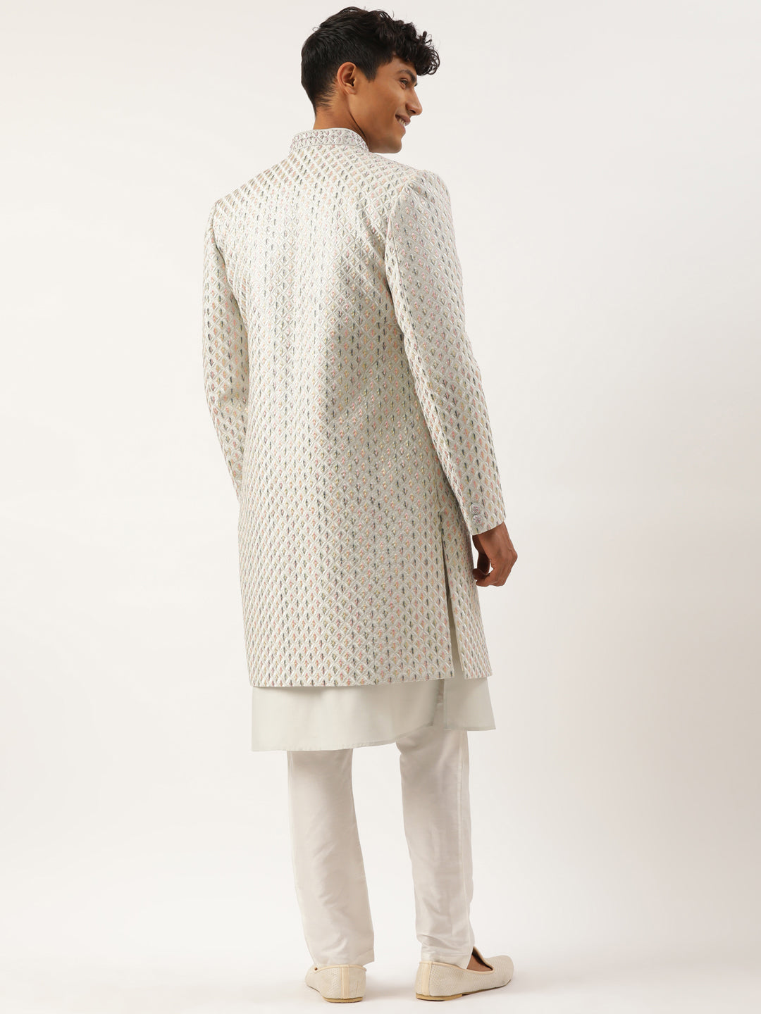 Light Blue Embriodered Indowestern With Kutra
