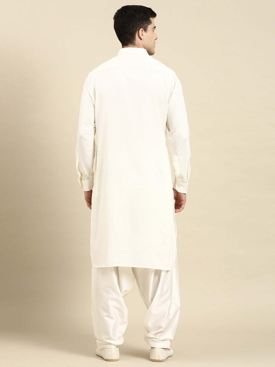 White Cotton Pathani With Salwar