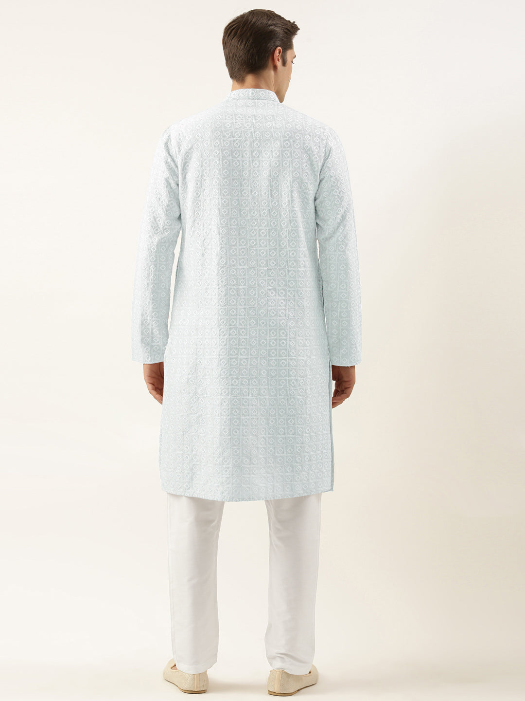 Aqua Blue Embroidered Kurta Set