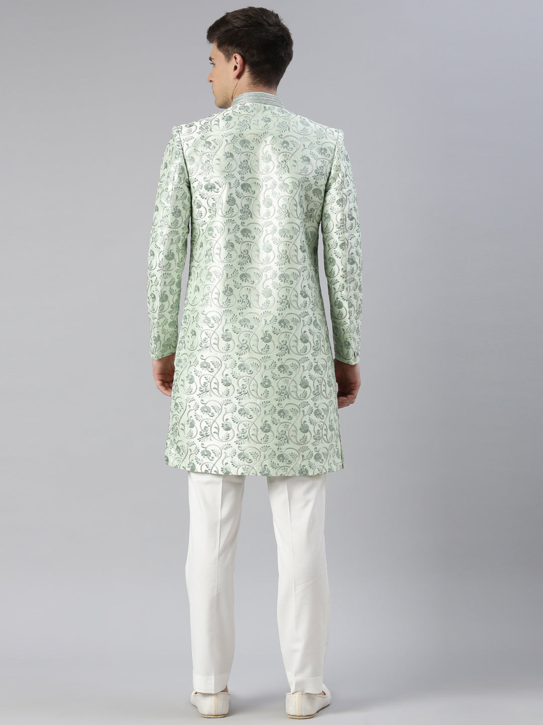 Light Green Embroidered  Indowestern