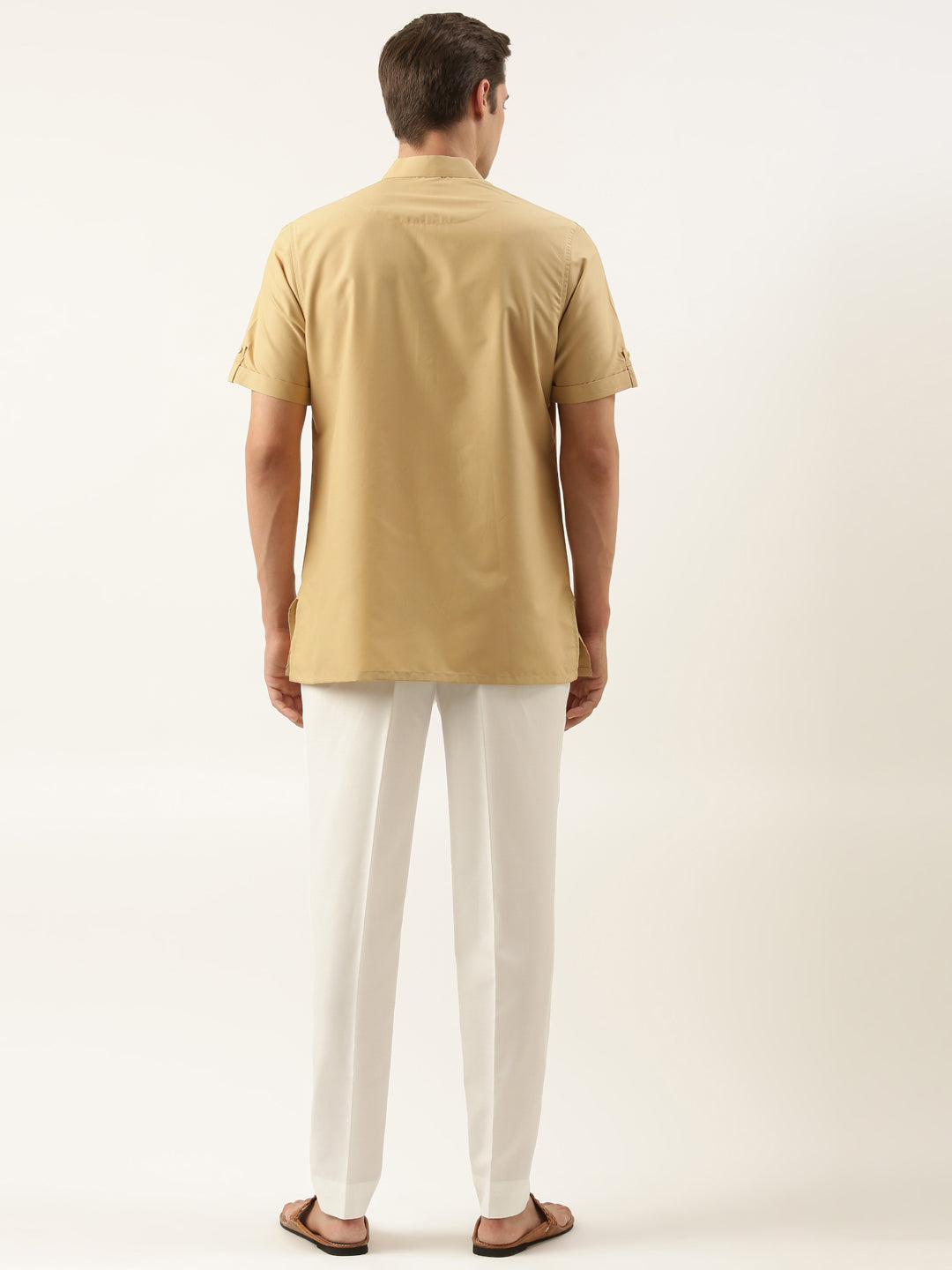 Beige Cotton Short Kurta