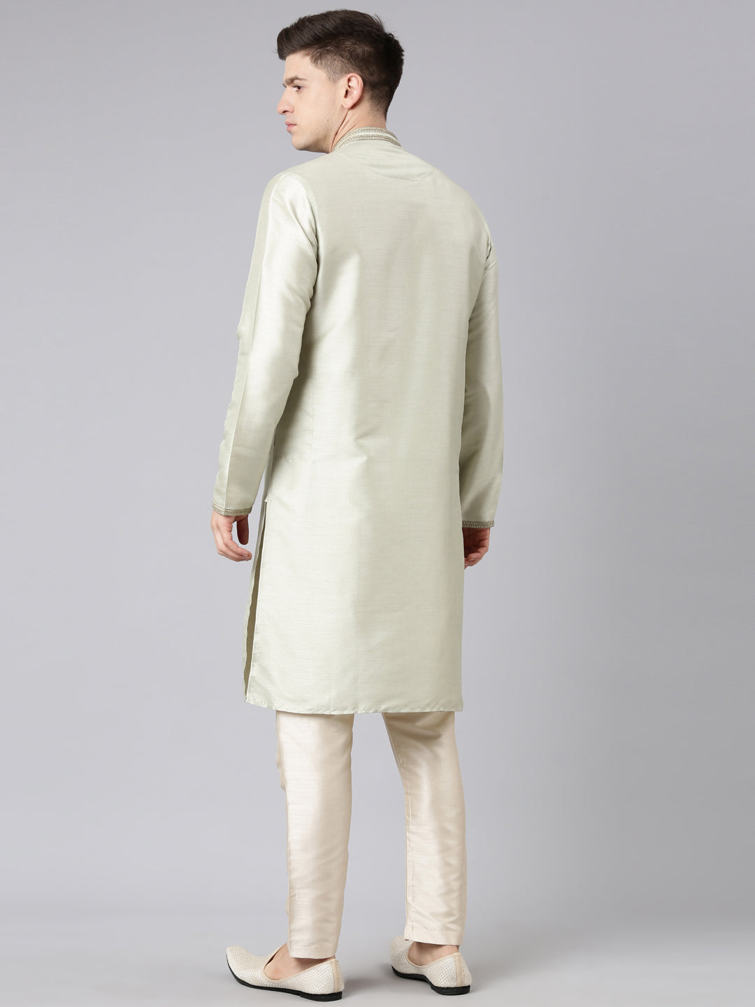 Pistachio Silk Embroidery Kurta Set