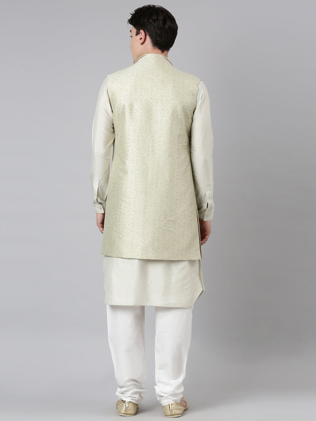 Light Green Lapel Style Jacket With Kurta