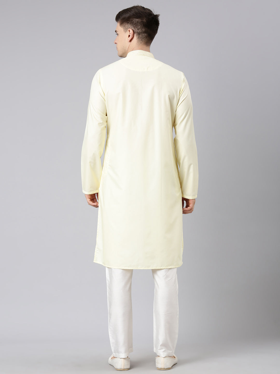 Lemon Cotton Dori Embroidery Kurta Set