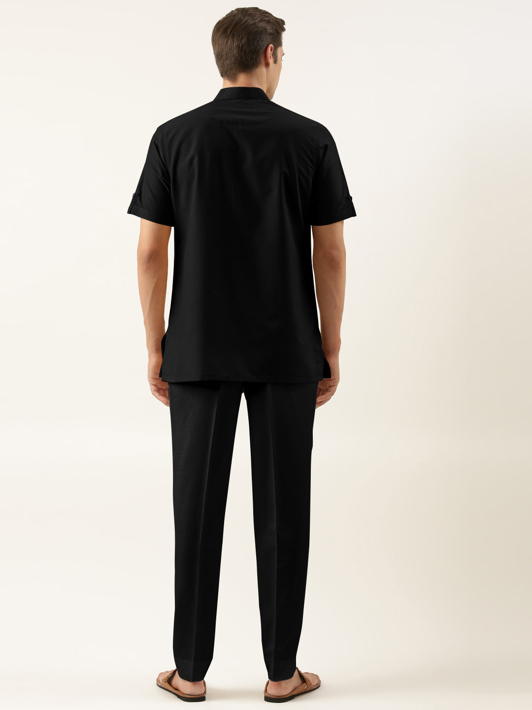 Black Cotton Short Kurta Set
