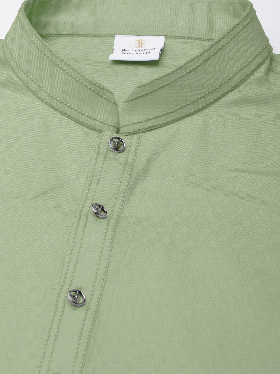 Light Green Asymmetrical  Cotton Kurta Set