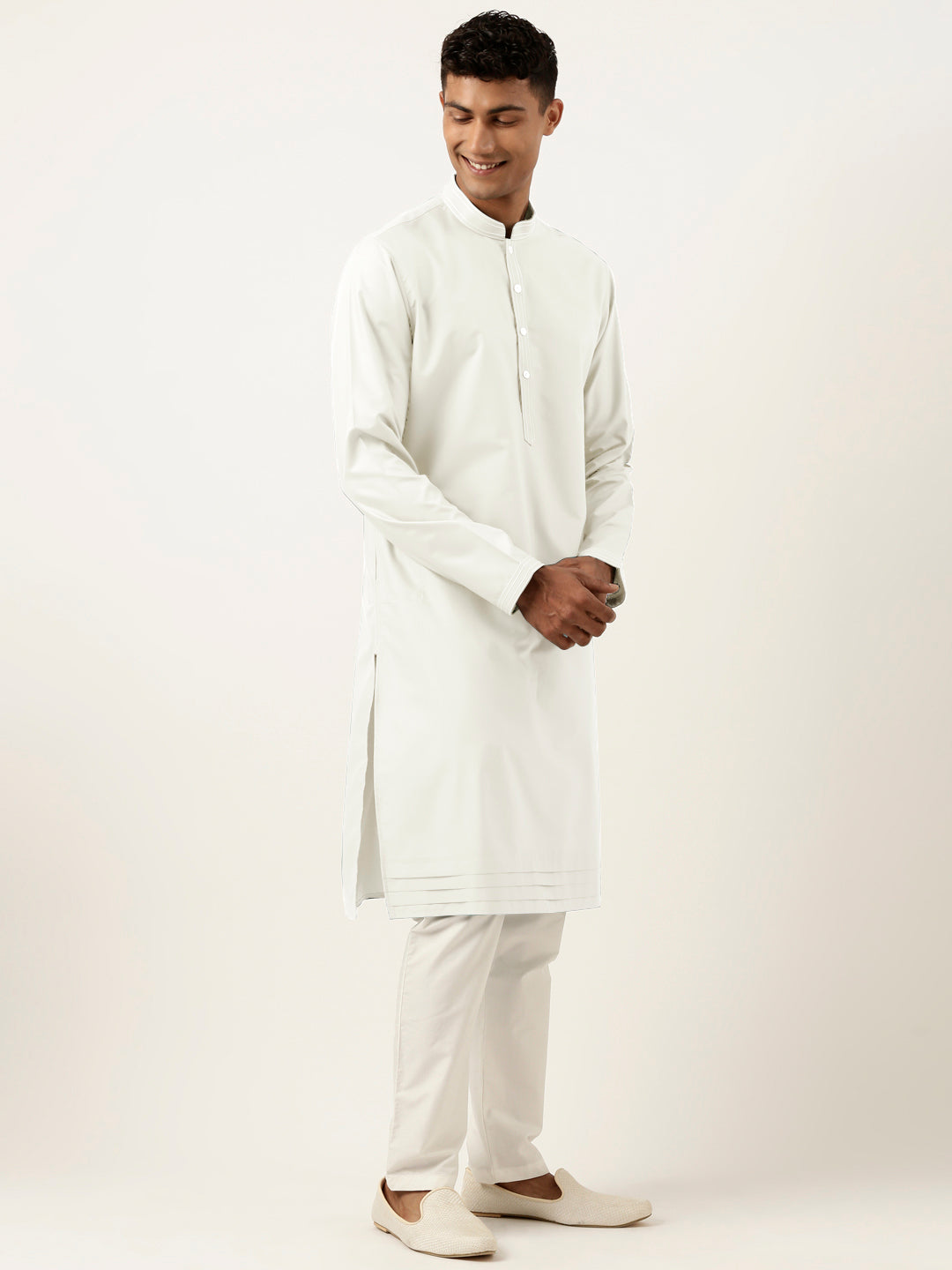 Off White Cotton Kurta Set