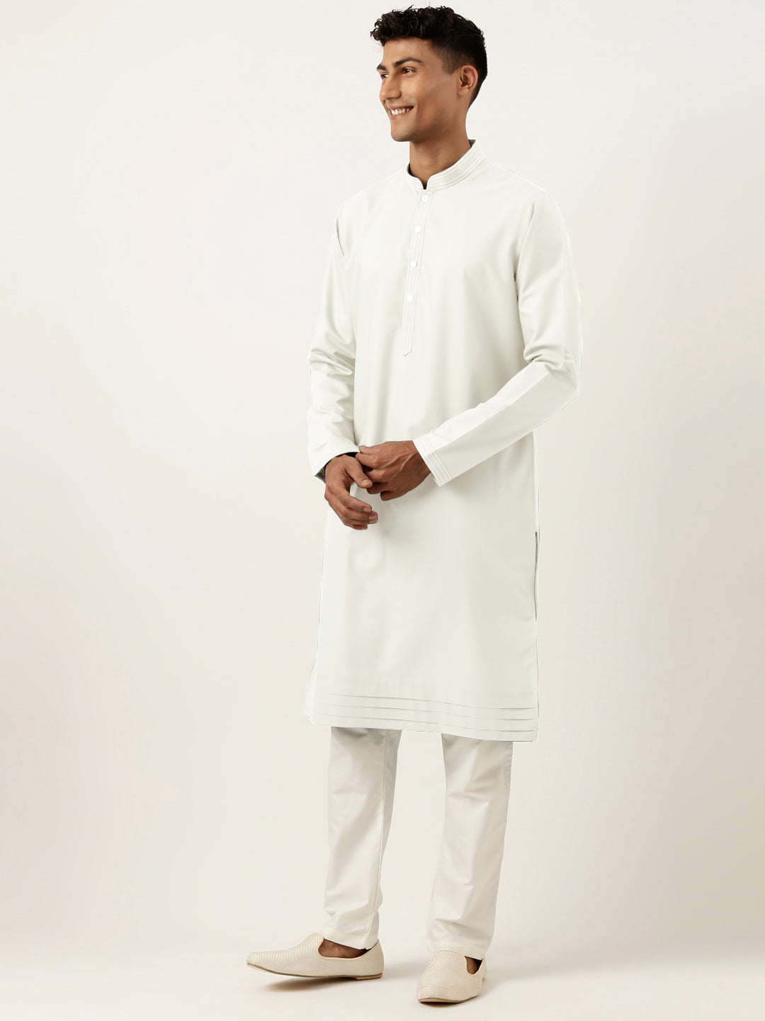 Off White Cotton Kurta Set