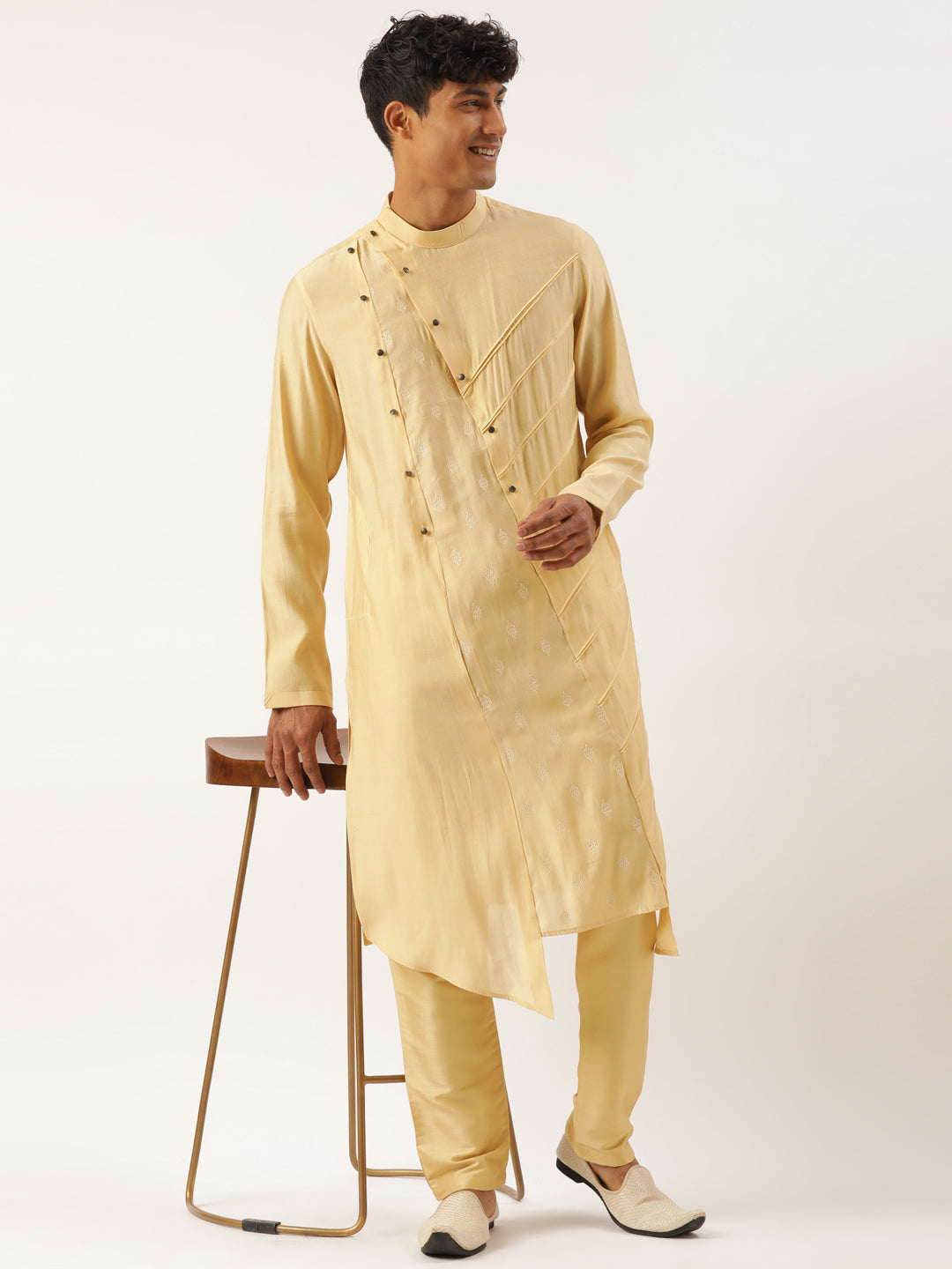 Gold Side Open Layered Kurta Set