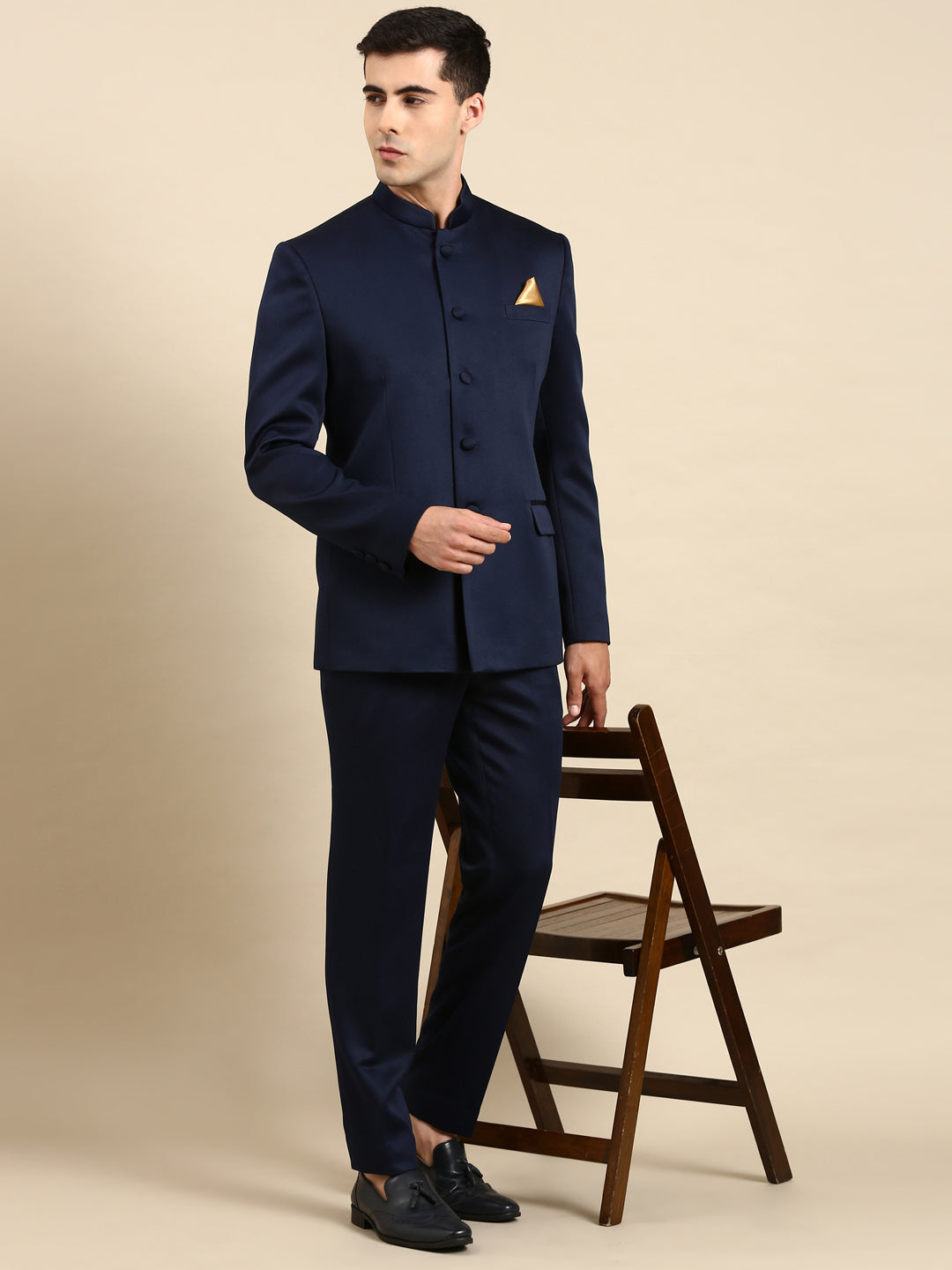 Navy  Blue Bandhgala Suit