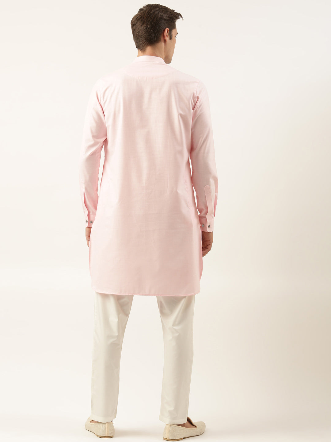 Light Pink Pintux Cotton Side Open Kurta Set