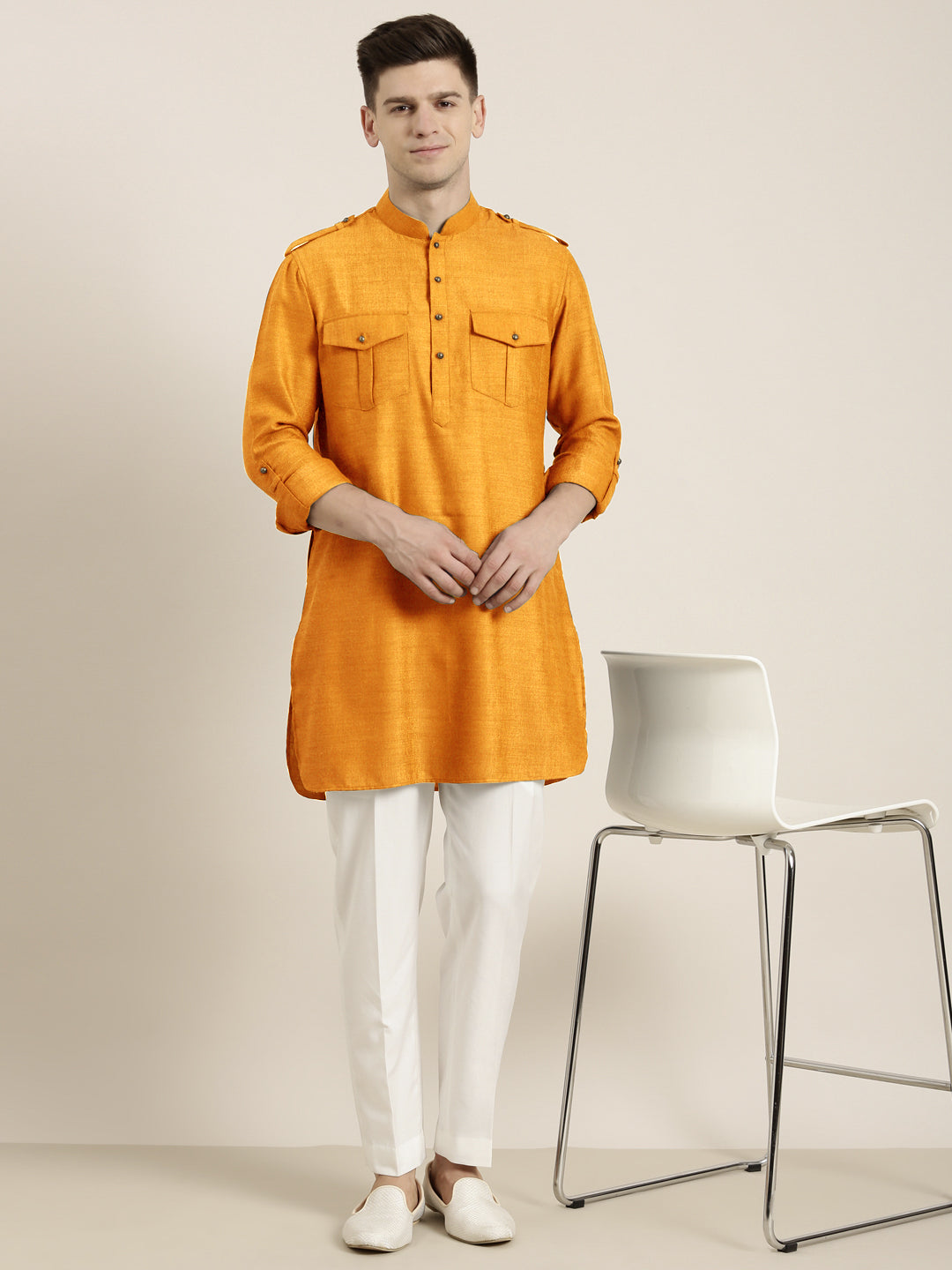 Mustard cotton Short Pathani