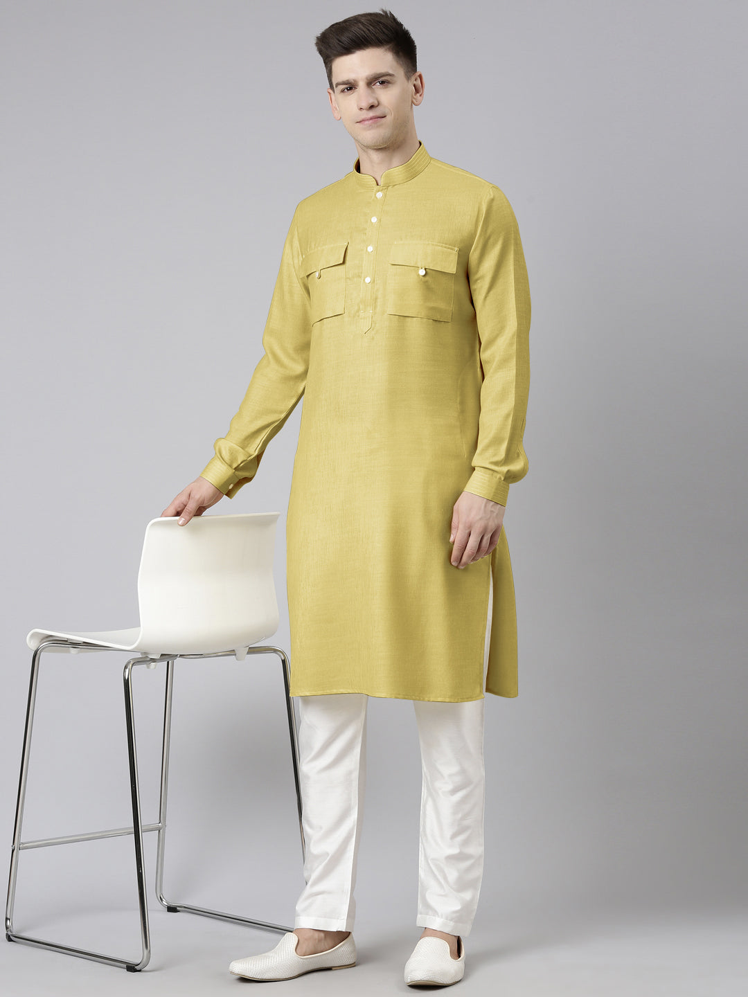 Greenish Beige Pathani Kurta Set