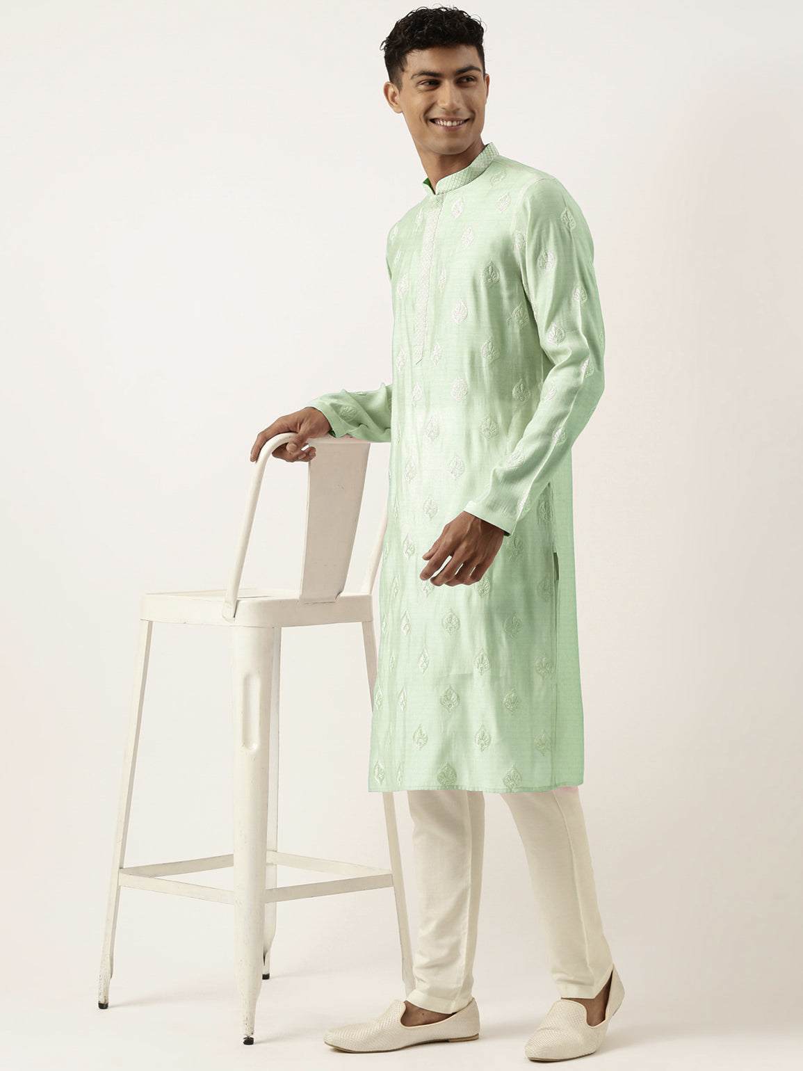 Light Green Embroidered Kurta Set