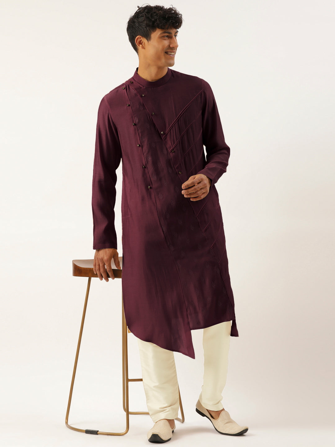 Wine Side Open Layered Kurta Set