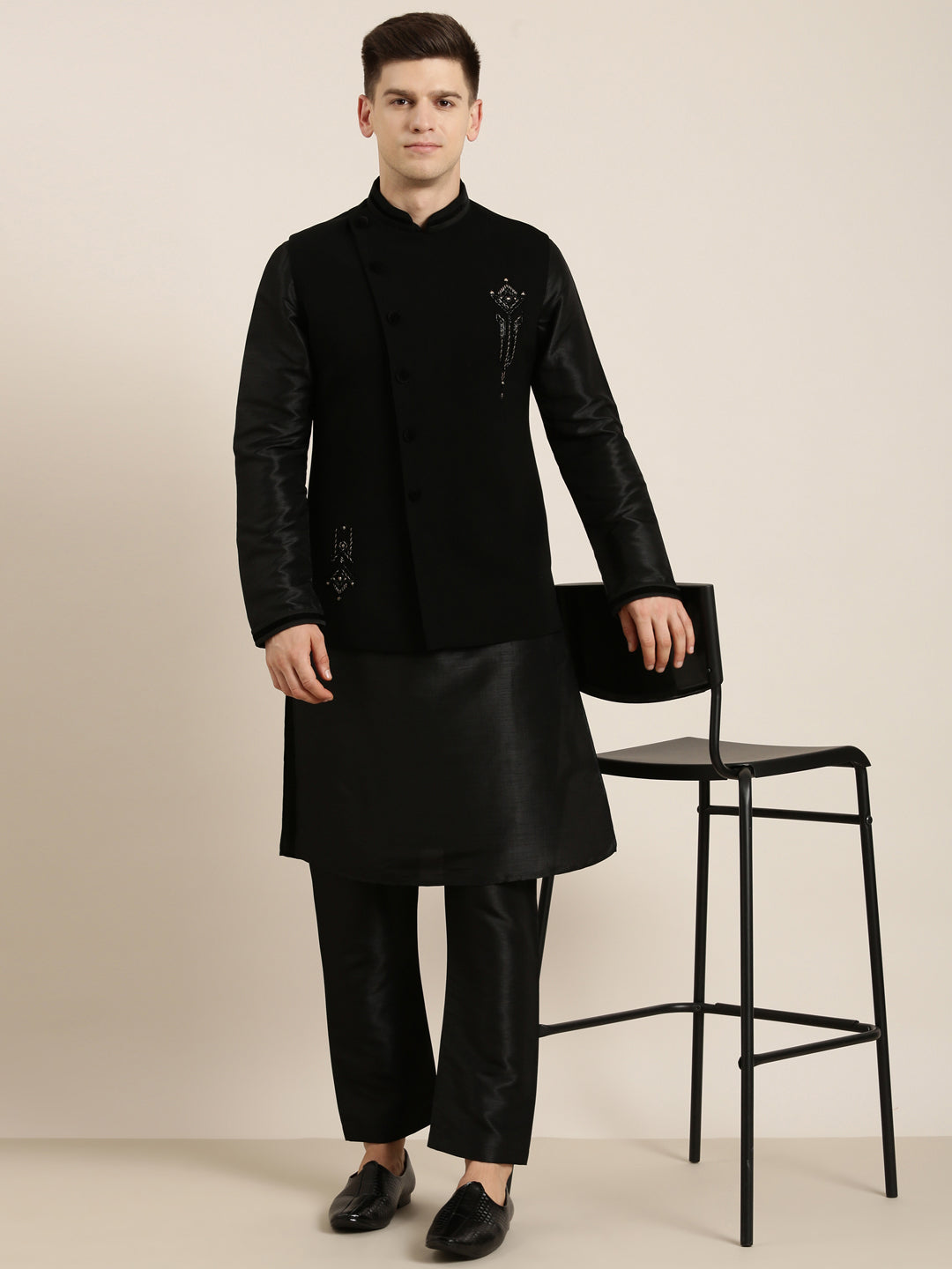 Black Jacket Kurta Set