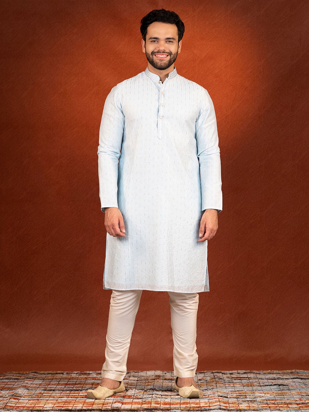 Light Blue Embroidered Kurta Set