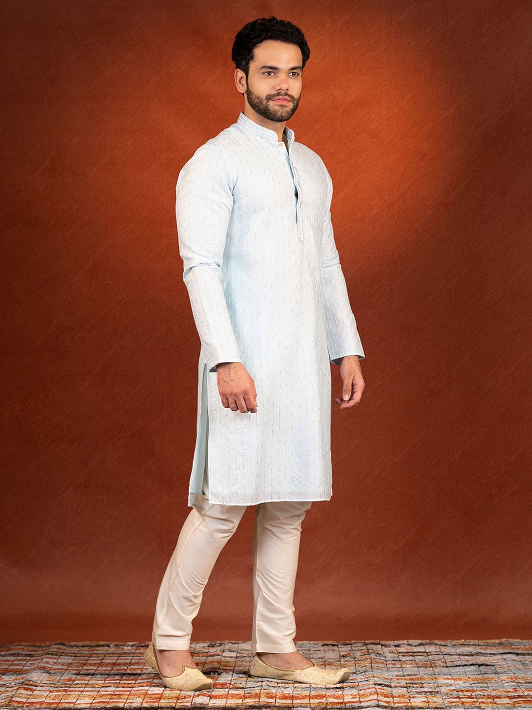 Light Blue Embroidered Kurta Set