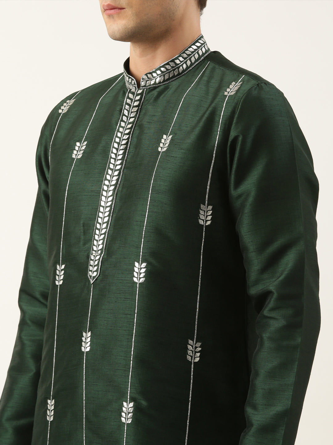 Green silk Gota Embroidered Kurta Set