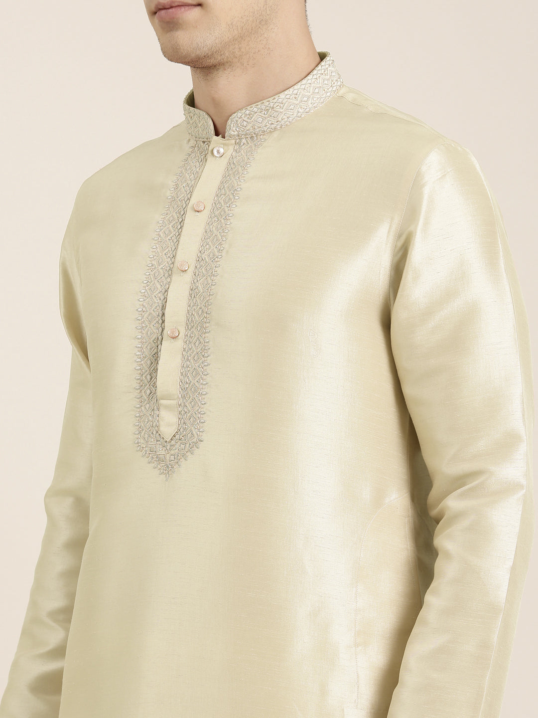 Light beige Embroidered Kurta Set