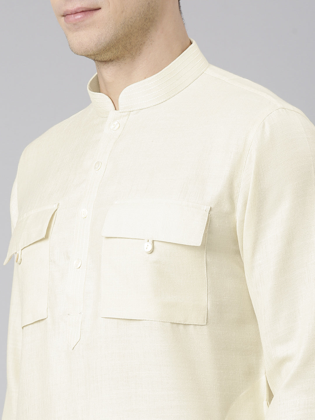 Cream Pathani Kurta Set