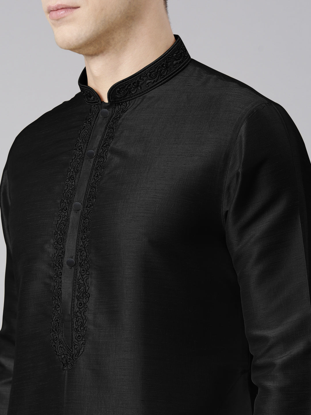 Black Embroidered Kurta Set