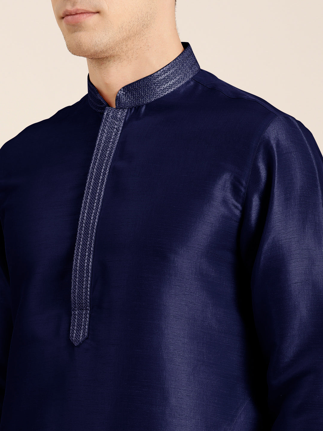 Navy Blue Embroidered Kurta Set