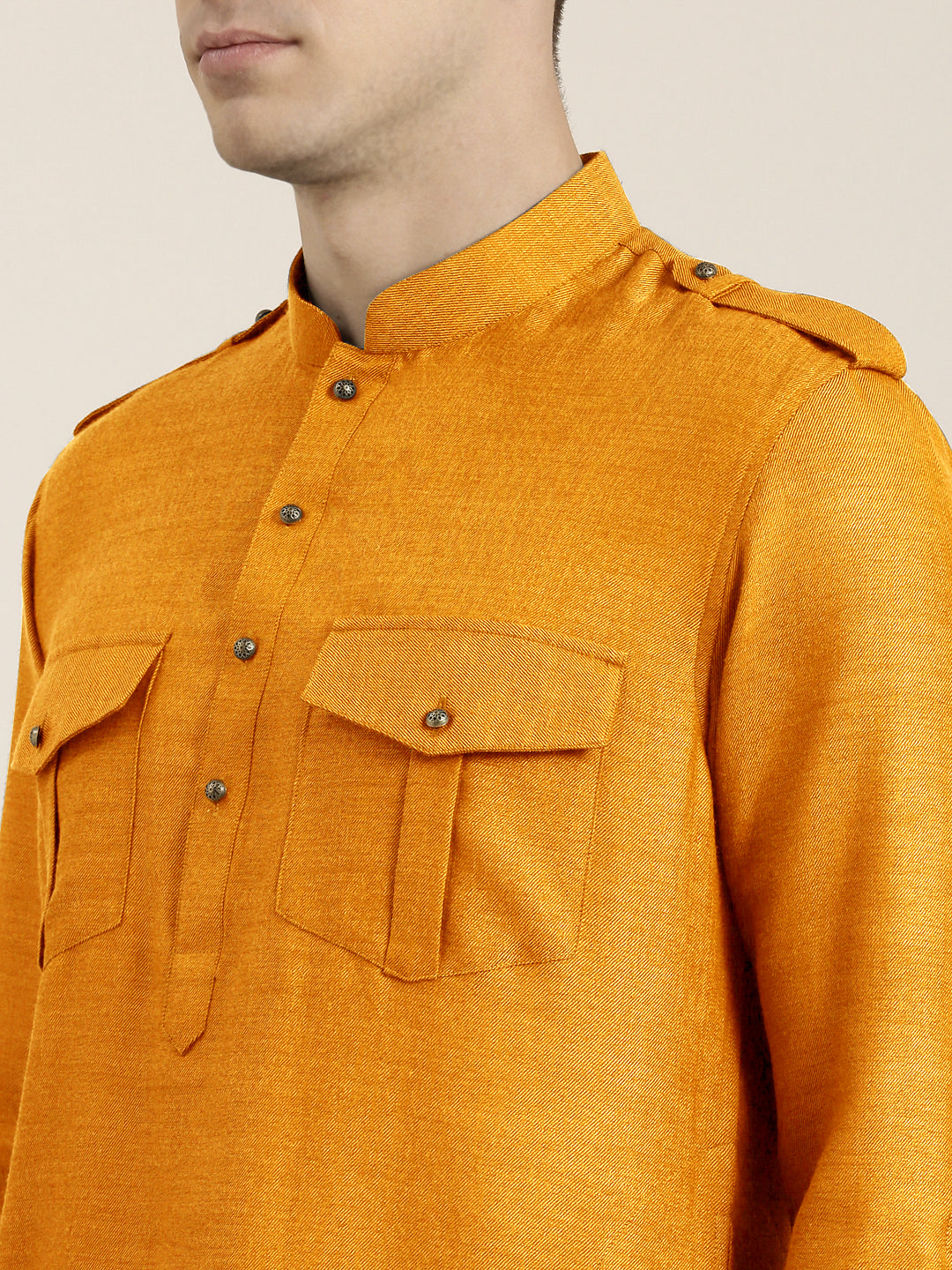 Mustard cotton Short Pathani