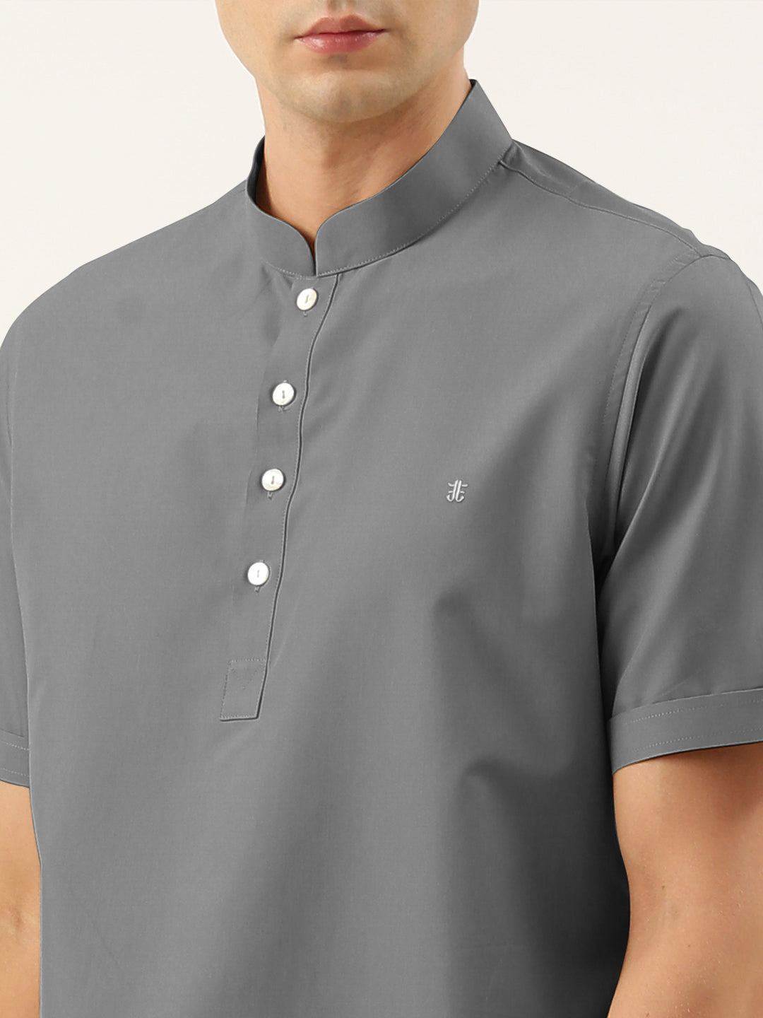 Grey Cotton Short Kurta Set