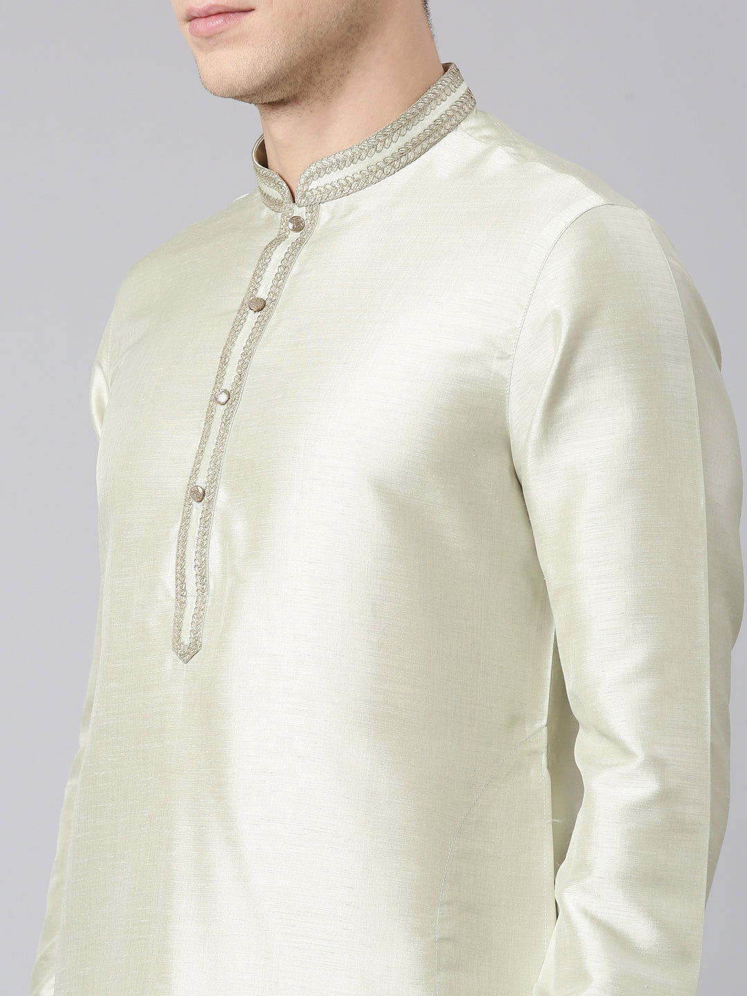 Pistachio Silk Embroidery Kurta Set