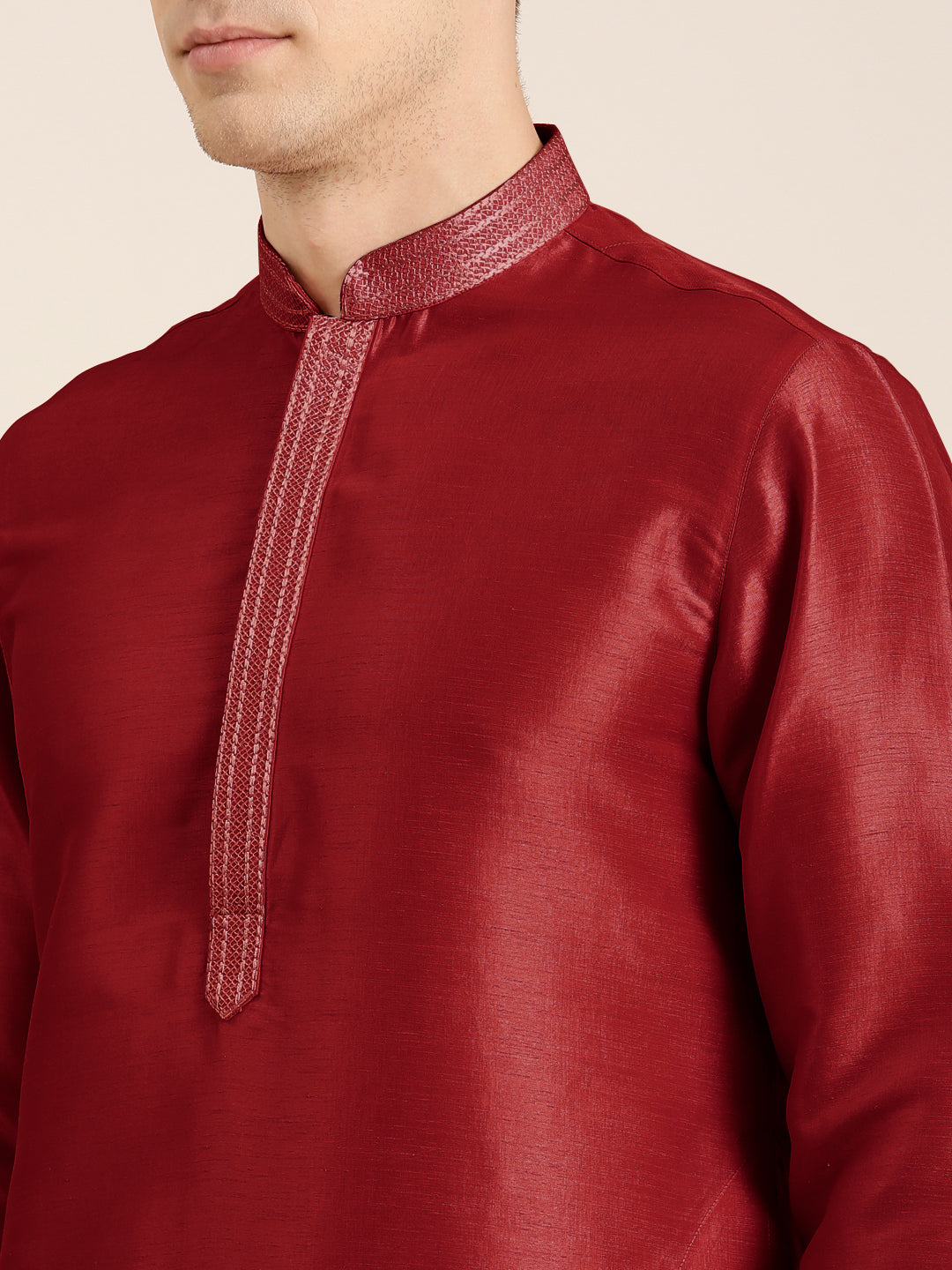 Maroon Embroidered Kurta Set