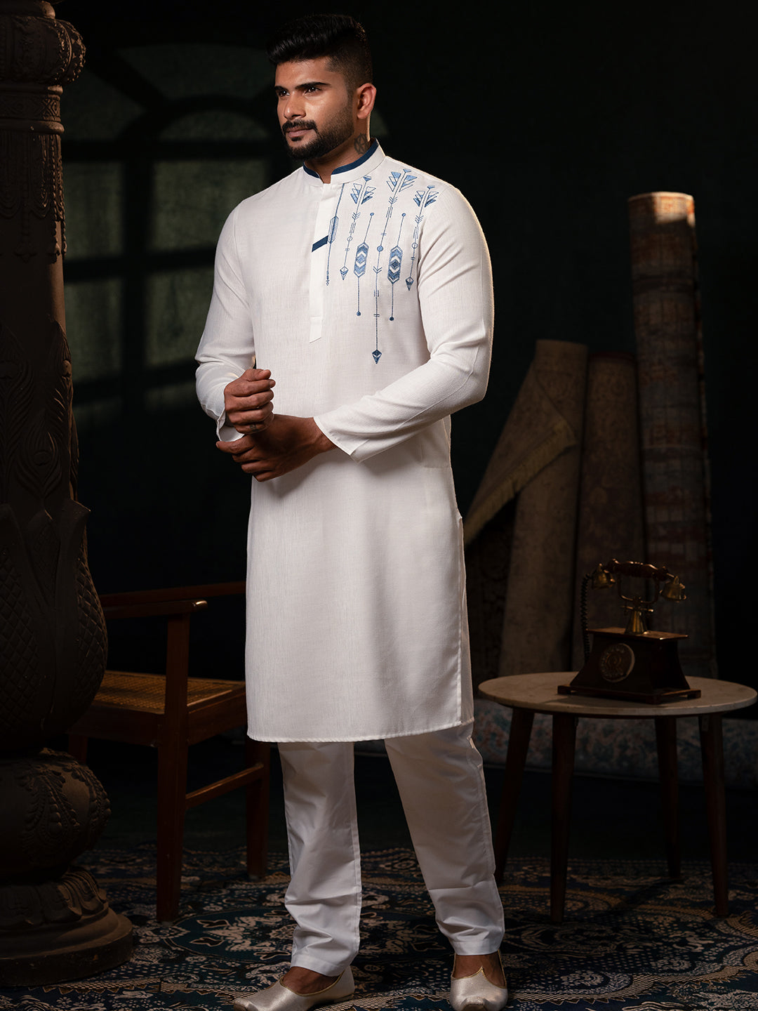 Off White Cotton Kurta set