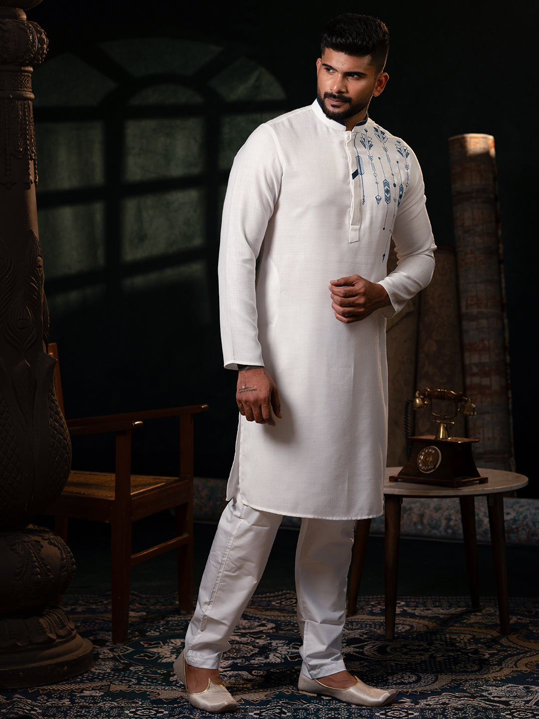 Off White Cotton Kurta set