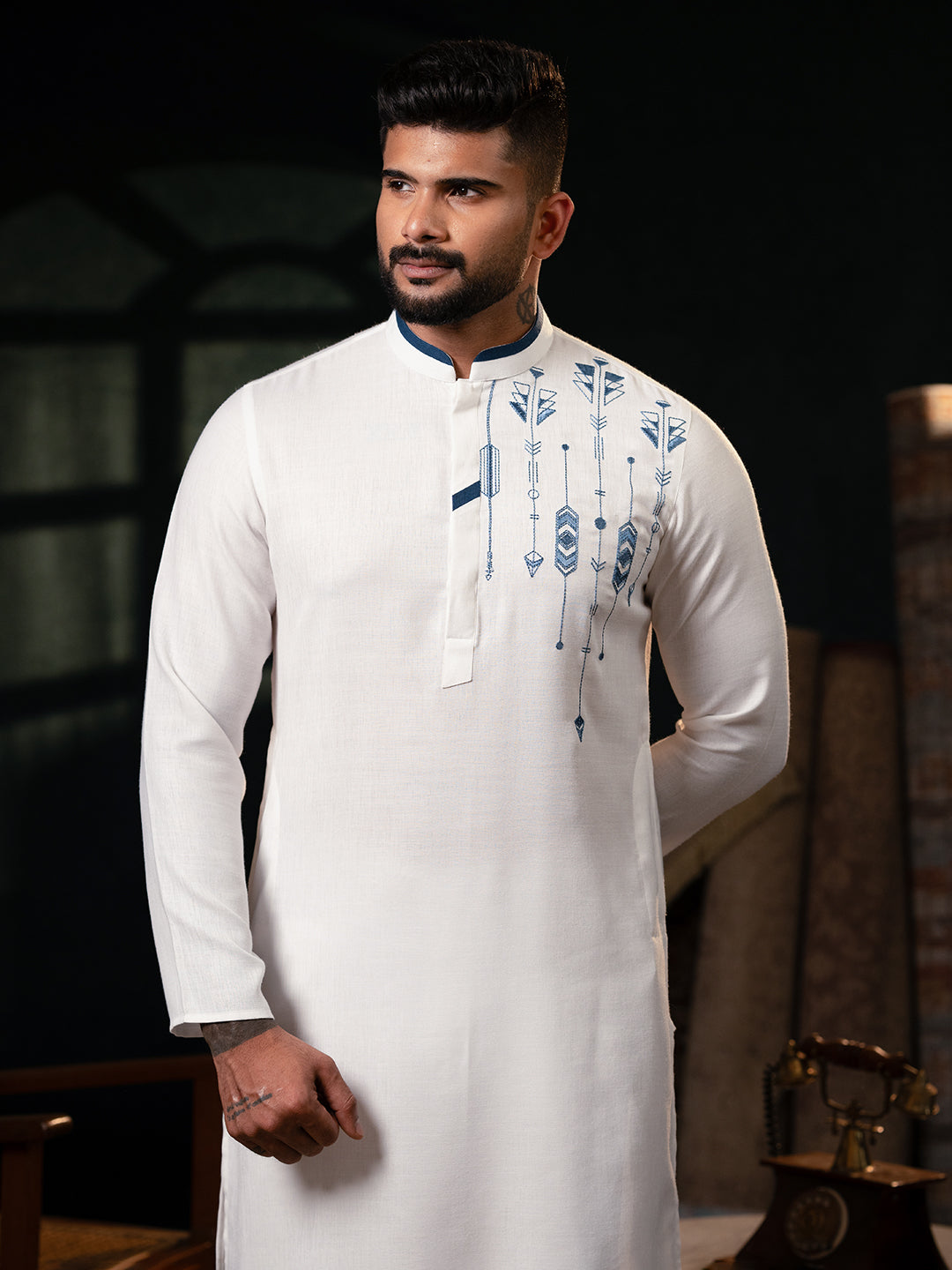 Off White Cotton Kurta set