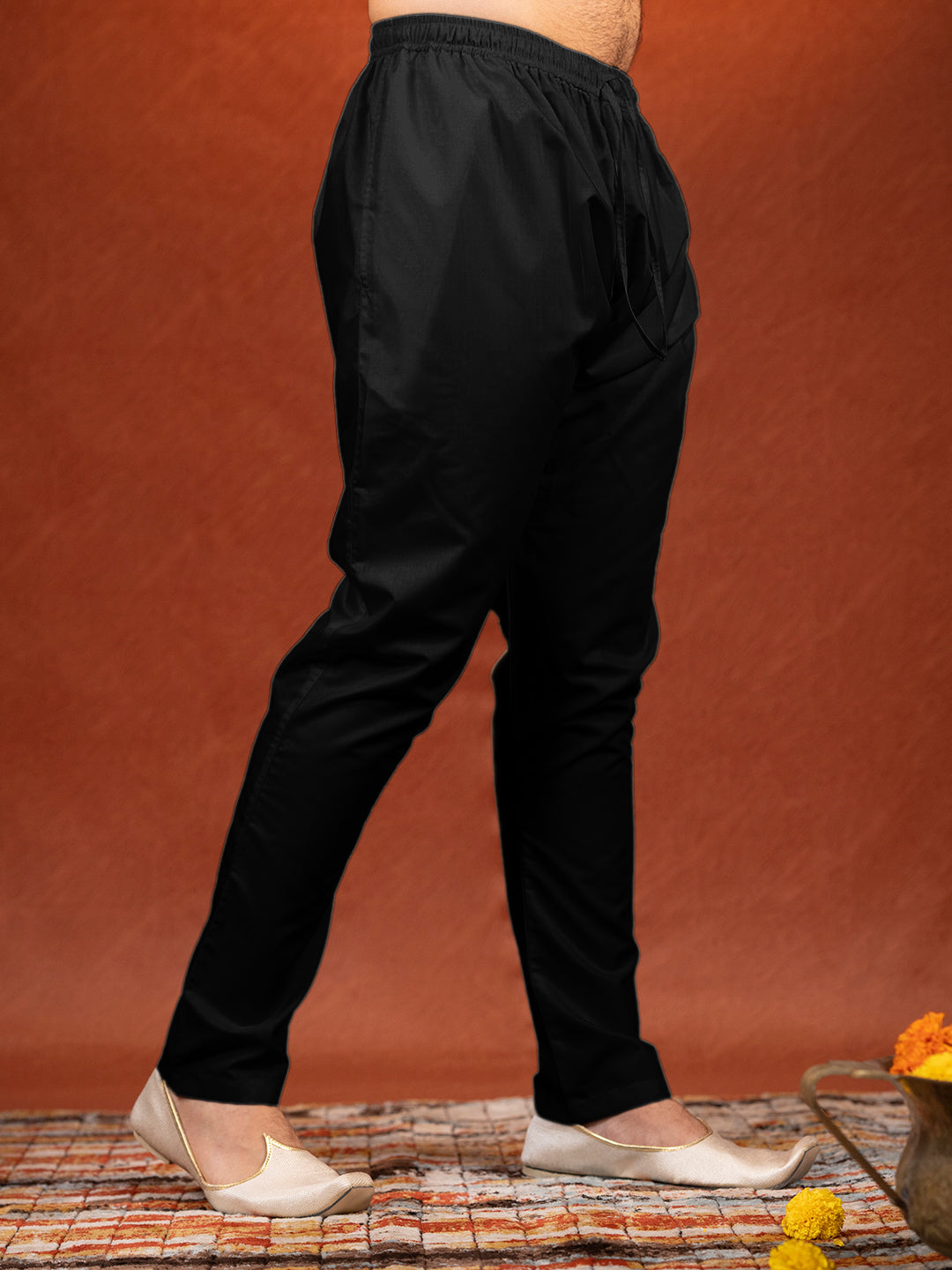 Black fine Cotton Embroidered Short Kurta Set