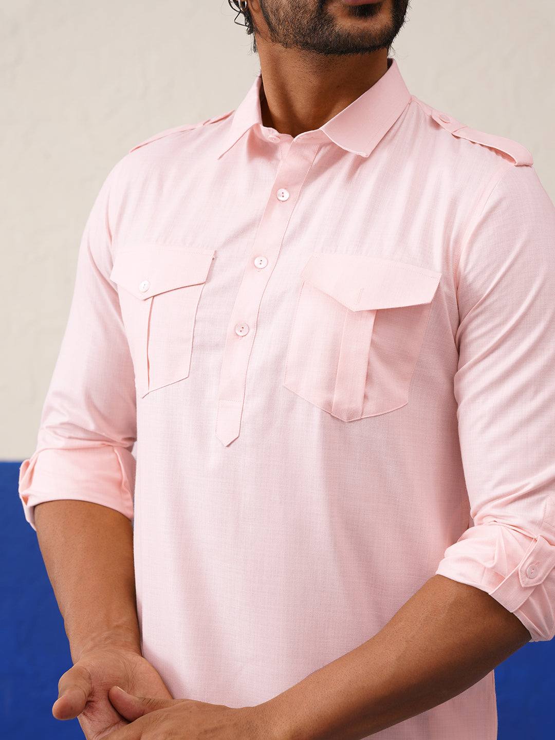 Baby Pink Pure cotton Pathani with Salwar