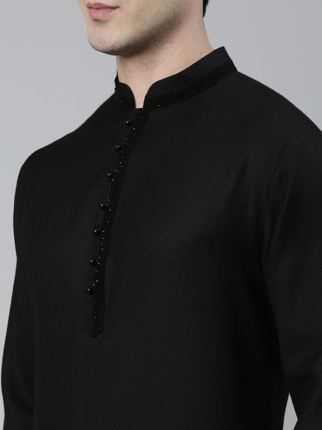 Black Cotton Kurta Set