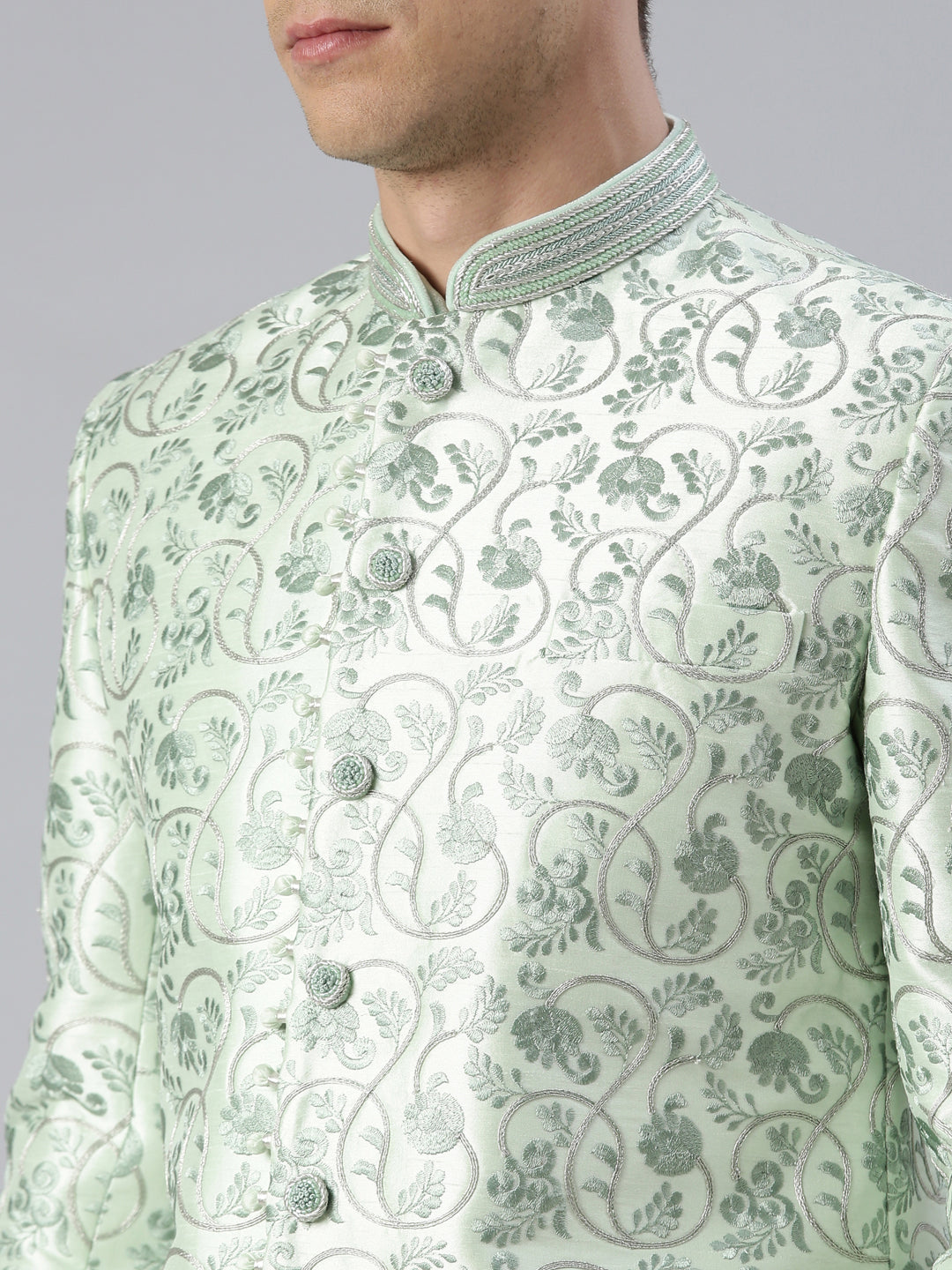 Light Green Embroidered  Indowestern