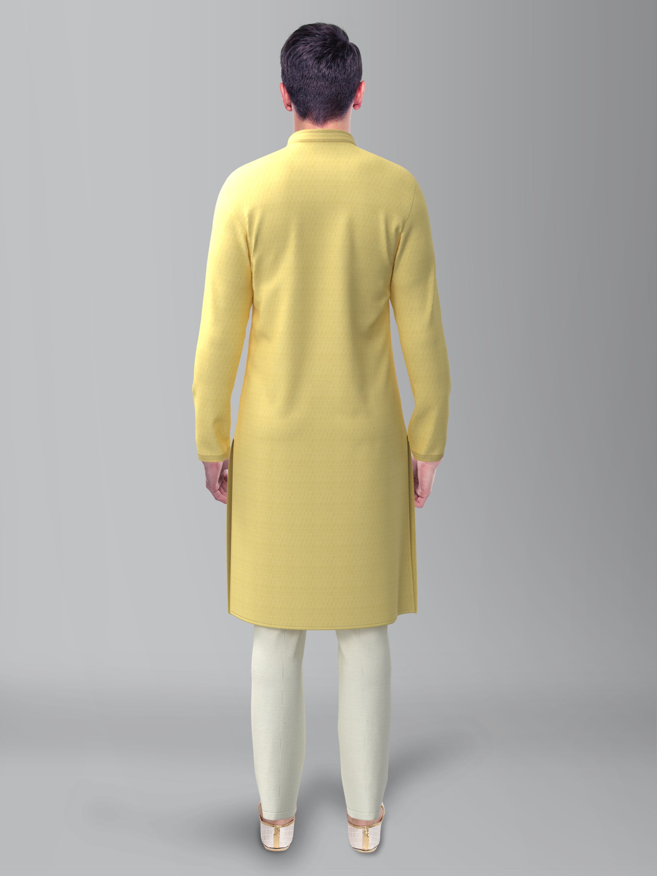 Yellow Jacquard Kurta Set