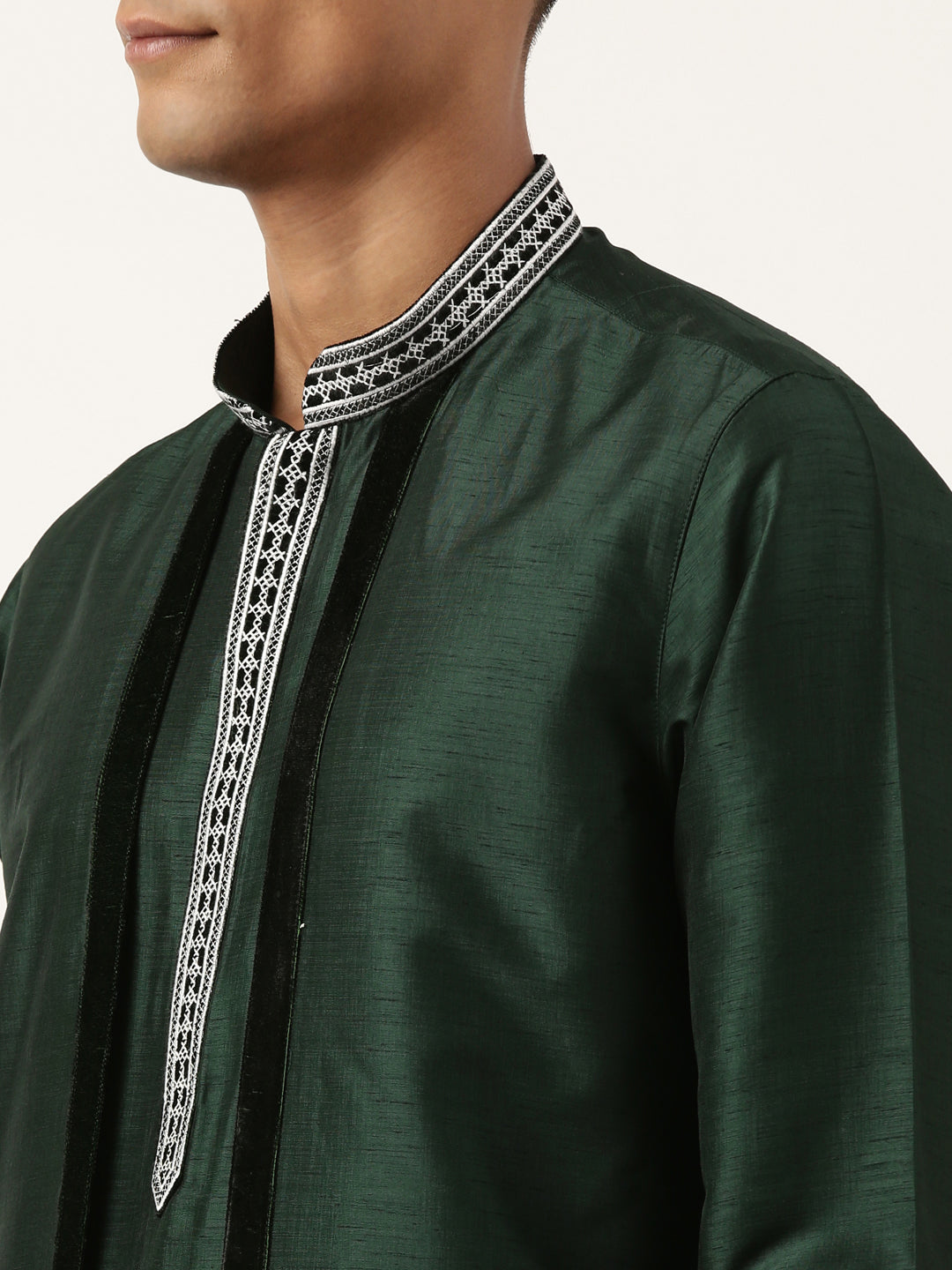 Green Embroidered Layered kurta Set