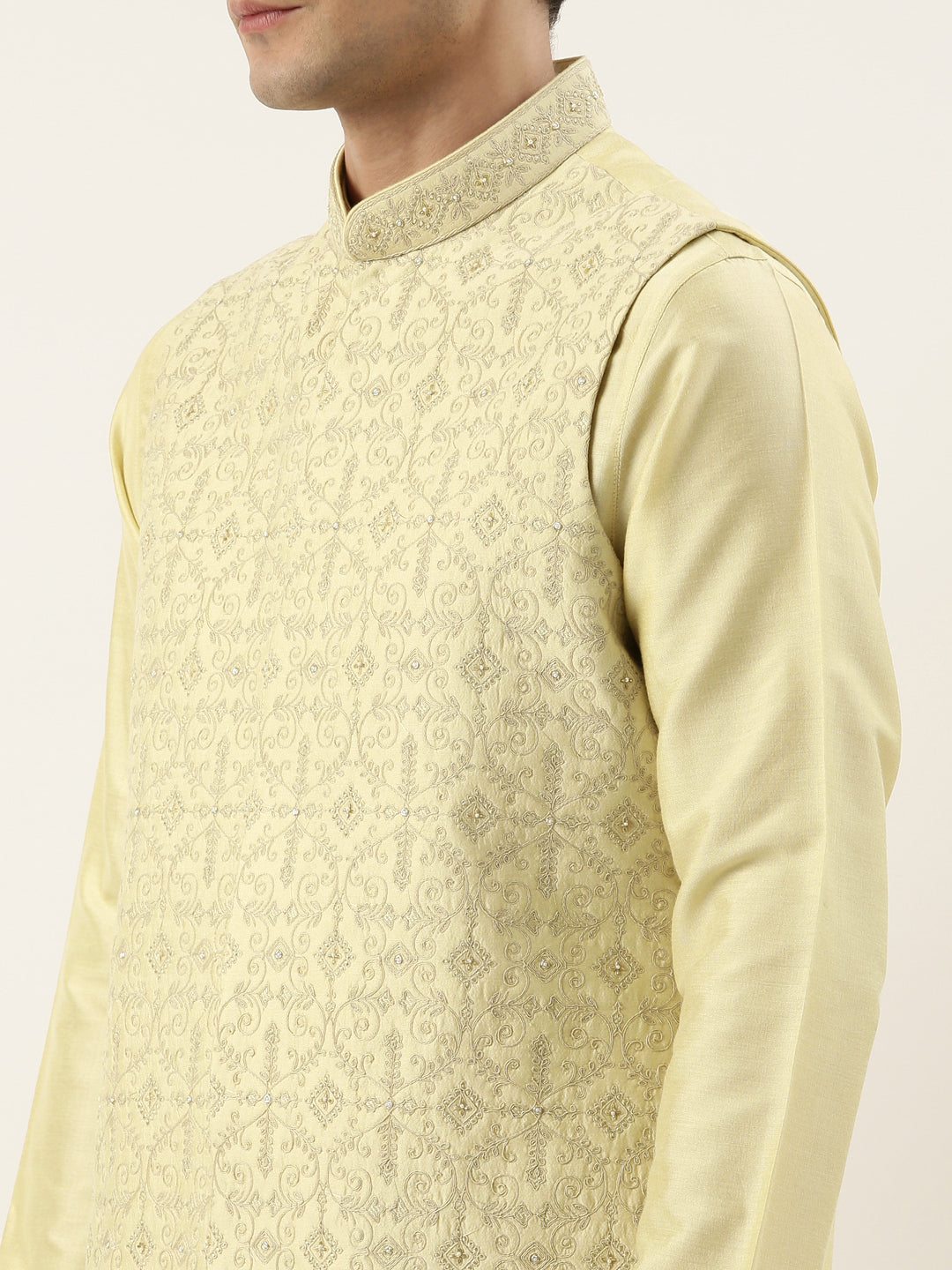 Gold Dori Embroidery Jacket Kurta Set