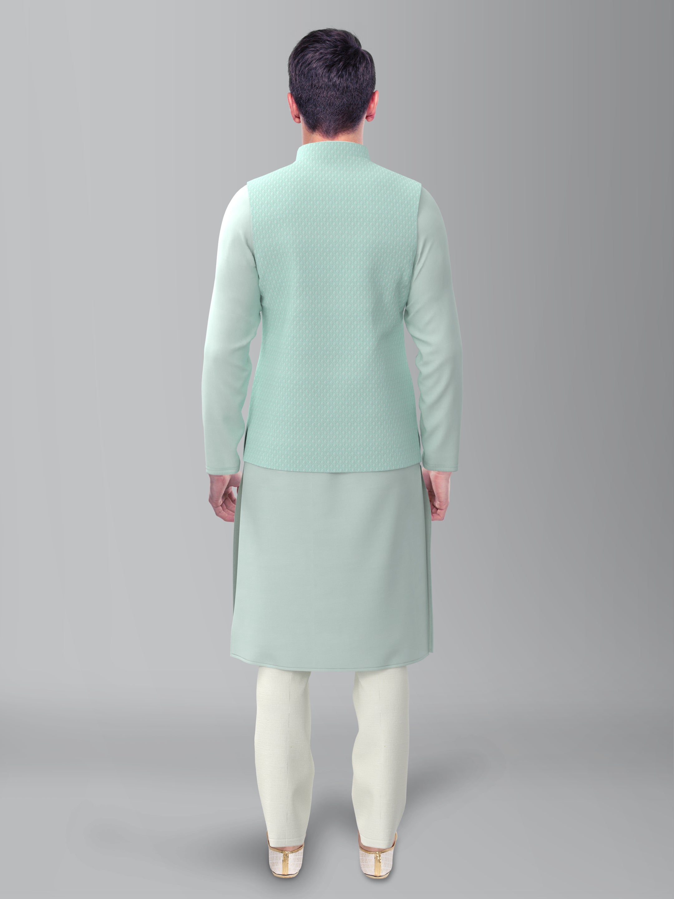 Light Blue chikankari Jacket kurta Set