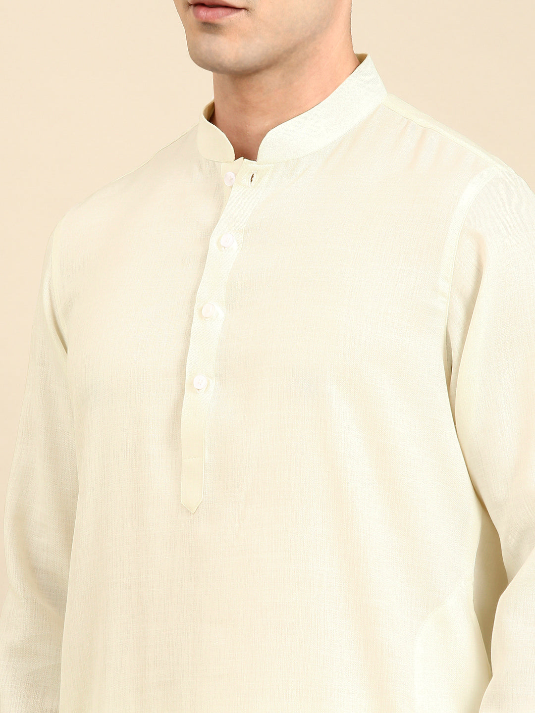 Cream Twill Weave Cotton Kurta  Set