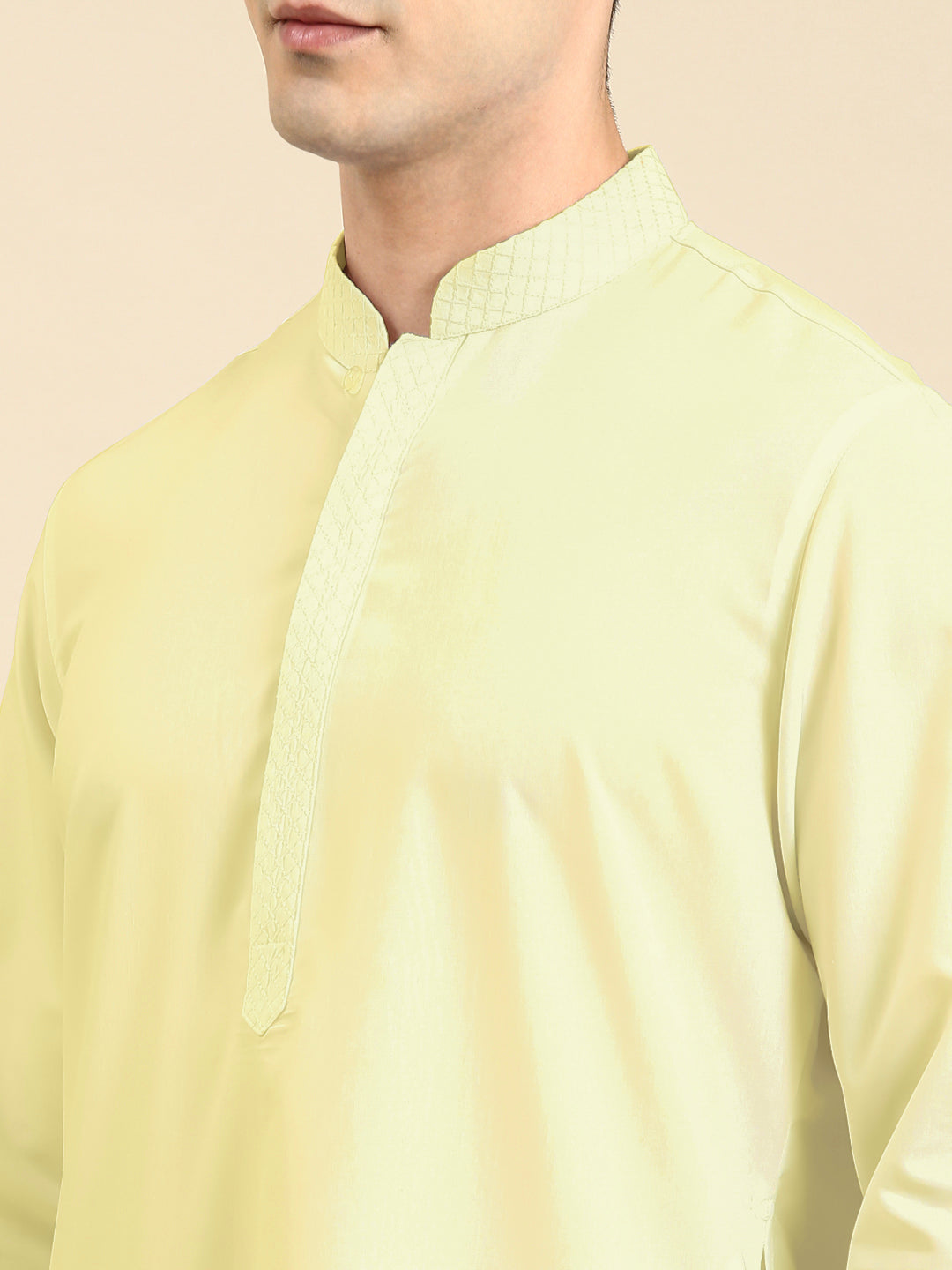 Light Yellow fine Cotton Kurta Set