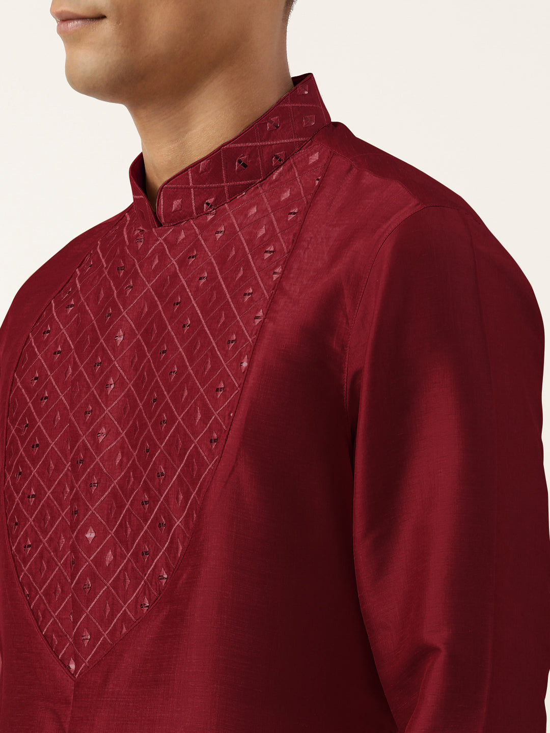 Maroon Embroidery Angrakha Kurta Set