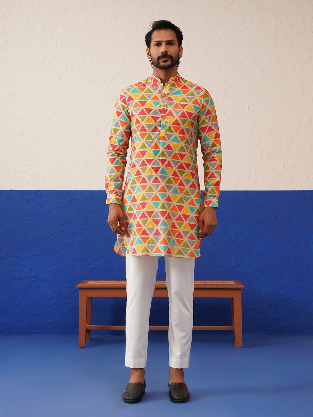 Beige Multicolor Ceremonial Kurta Set