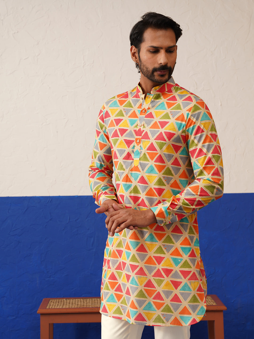 Beige Multicolor Ceremonial Kurta Set