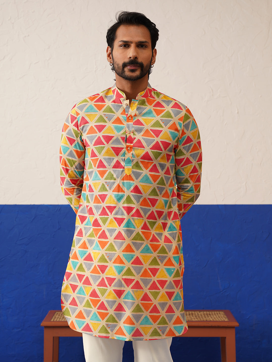 Beige Multicolor Ceremonial Kurta Set