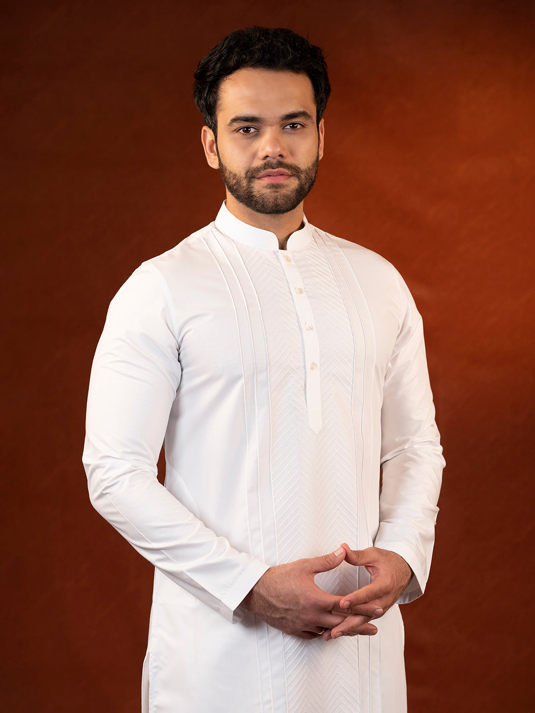 White fine Cotton Embroidered Kurta Set