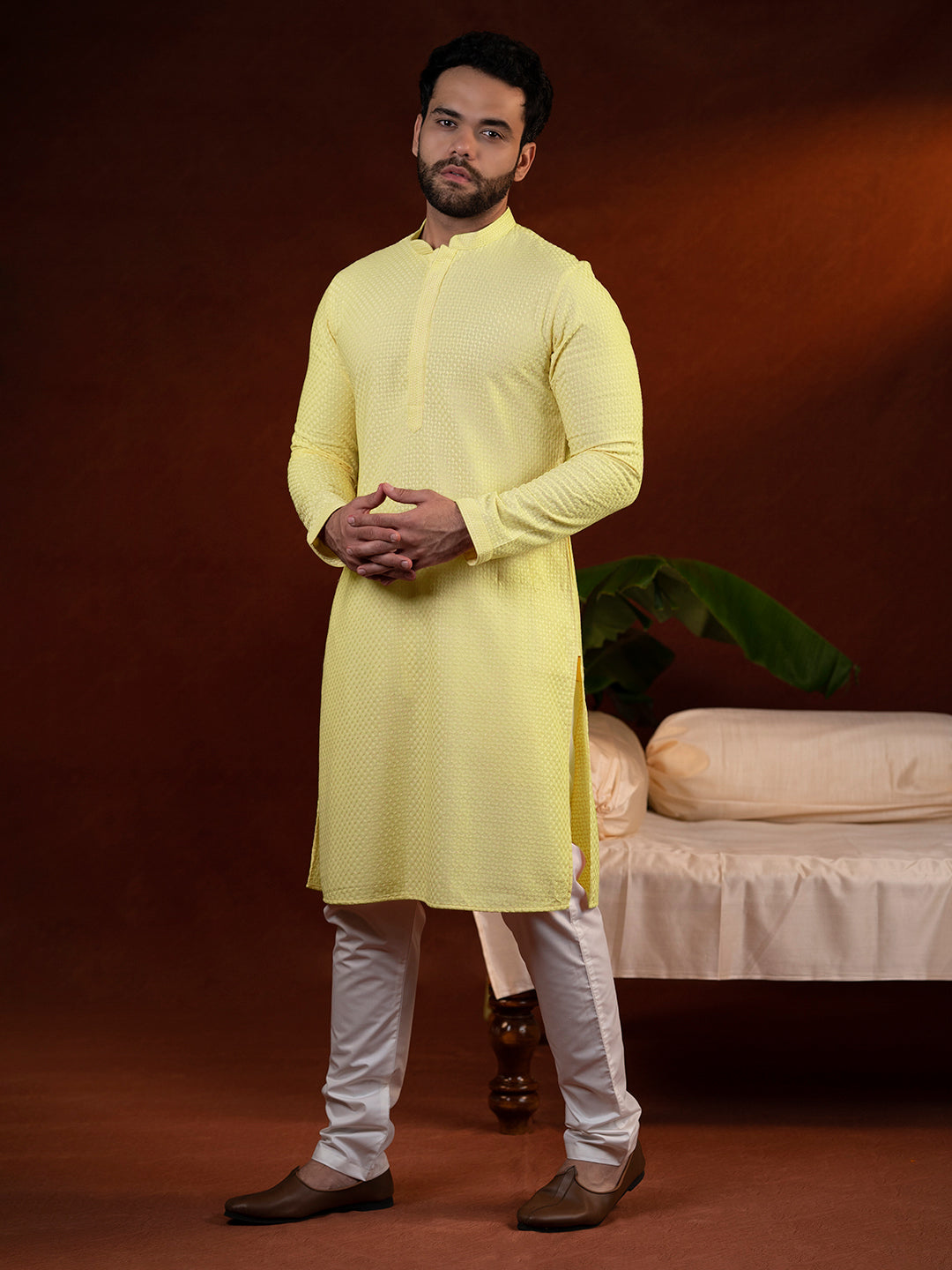 Yellow Chikankari Kurta Set